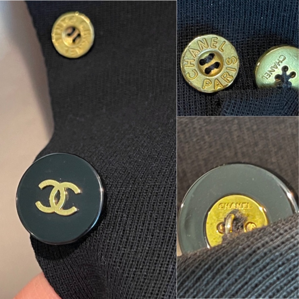 ✨Vintage CHANEL 1994 Collection CC Logo Black Wool Suit Jacket Blazer Coat - Picture 12 of 16